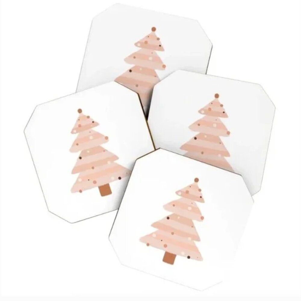 Blush Christmas Tree Coaster Set